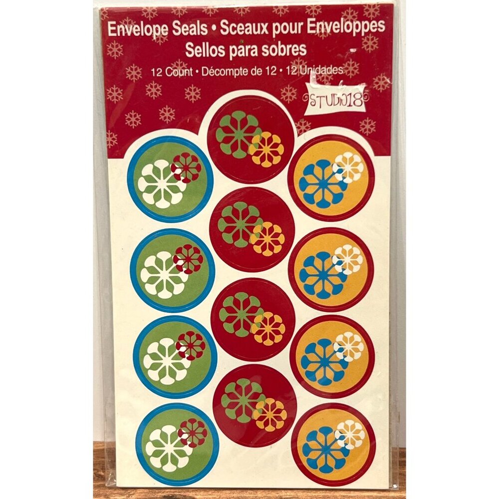 Holiday Envelope Seals 12 Count By Studio 18 Snowflake Design IG54152